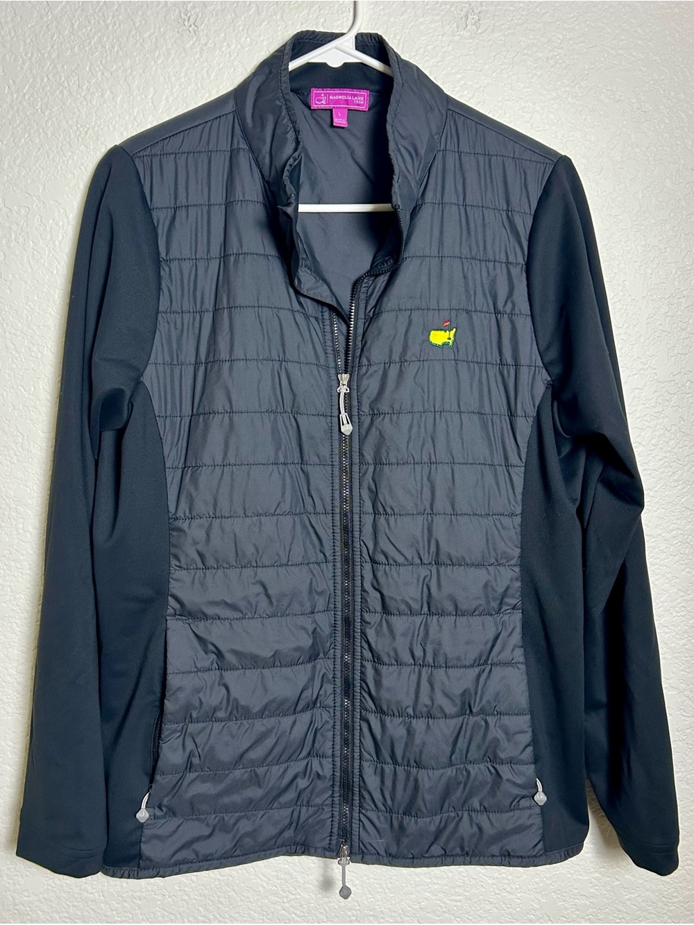 Magnolia Lane Tech Masters Augusta National Black Quilted Hybrid Zip Jacket L